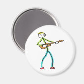 Ukulele spielender Stockmann Magnet (Vorderseite/Rückseite)