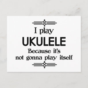 Ukulele - Spielt sich selbst lustige Deco-Musik Postkarte