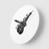 Ukulele Text And Image Runde Wanduhr (Winkel)