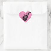 Ukulele Text und Bild Herz-Aufkleber (Tasche)