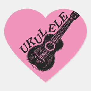 Ukulele Text und Bild Herz-Aufkleber