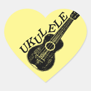 Ukulele Text und Bild Herz-Aufkleber