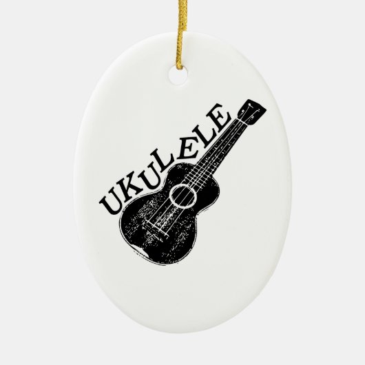Ukulele Text und Bild Keramikornament (Vorne)
