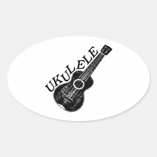 Ukulele Text und Bild Ovaler Aufkleber (Vorderseite)