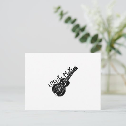 Ukulele Text und Bild Postkarte (Stehend Vorderseite)