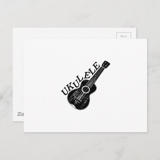 Ukulele Text und Bild Postkarte (Vorne/Hinten)