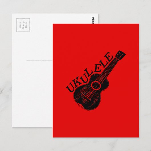 Ukulele Text und Bild Postkarte (Vorne/Hinten)