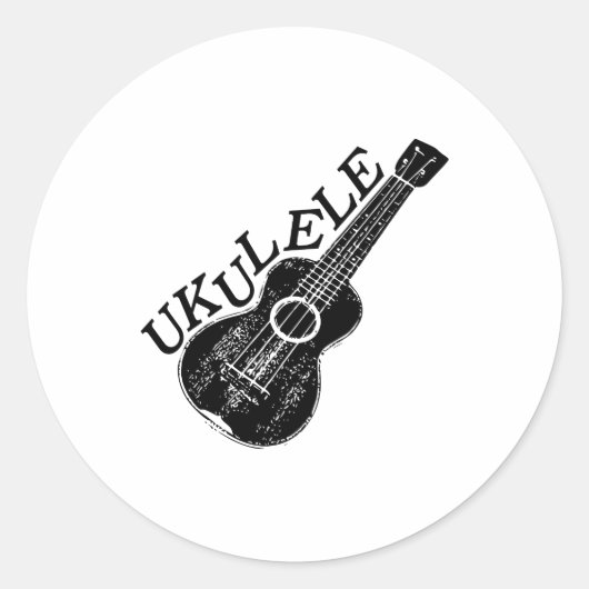 Ukulele Text und Bild Runder Aufkleber (Vorderseite)