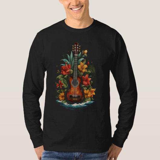 Ukulele Tropical Blume Hawaiian Music Player Gui T-Shirt (Vorderseite)