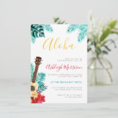 Ukulele | Tropisches Party zum Geburtstag Luau Einladung (Stehend Vorderseite)