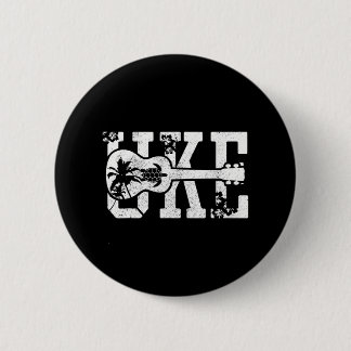 Ukulele - UKE Hawaiian Beach Surfer Sea Turtle Button