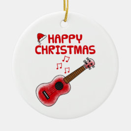 Ukulele Uke Player Musician Weihnachtsdekoration Keramik Ornament