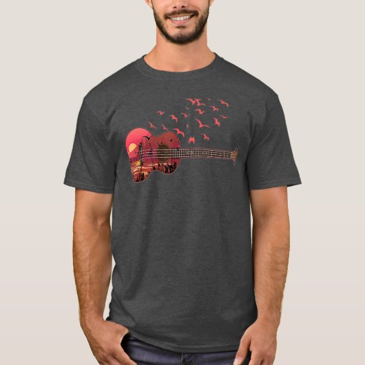 Ukulele Uke Scenic Sunshine Sunset Landscape T-Shirt (Vorderseite)
