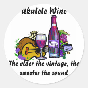 Ukulele-Wein Runder Aufkleber
