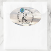 Ukulele - Weltumdrehungen um Oval Sticker (Tasche)