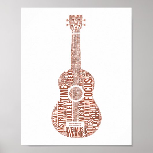 Ukulele Word Cloud Ukulele Player Hawaiian Poster (Vorne)