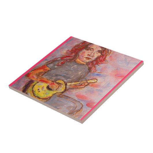 Ukulelemädchenkunst Fliese (Seite)