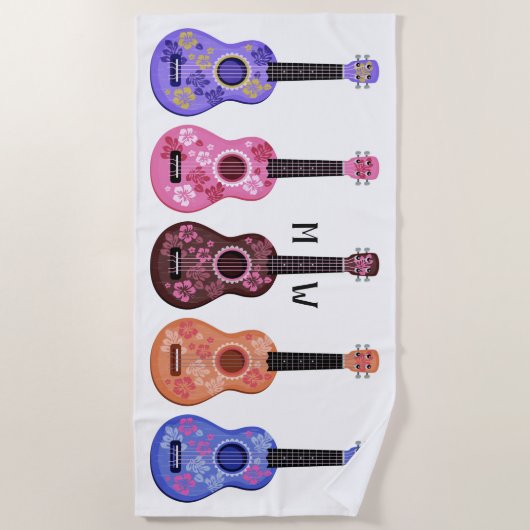 Ukuleles individuelles Mongram Strandtuch (Vorderseite)