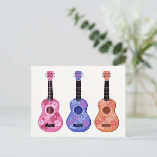 Ukuleles Postcard Postkarte (Stehend Vorderseite)