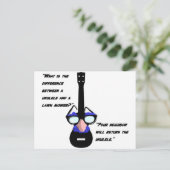 Ukuleles und Rasenmäher Postkarte (Stehend Vorderseite)