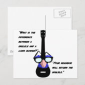 Ukuleles und Rasenmäher Postkarte (Vorne/Hinten)