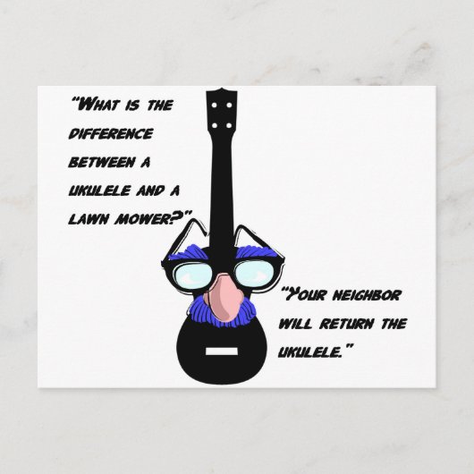 Ukuleles und Rasenmäher Postkarte (Vorderseite)
