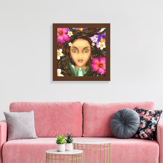 Ukuli'i ka Pua 16x16" Stretched Canvas Print Leinwanddruck (Insitu (Wohnzimmer))