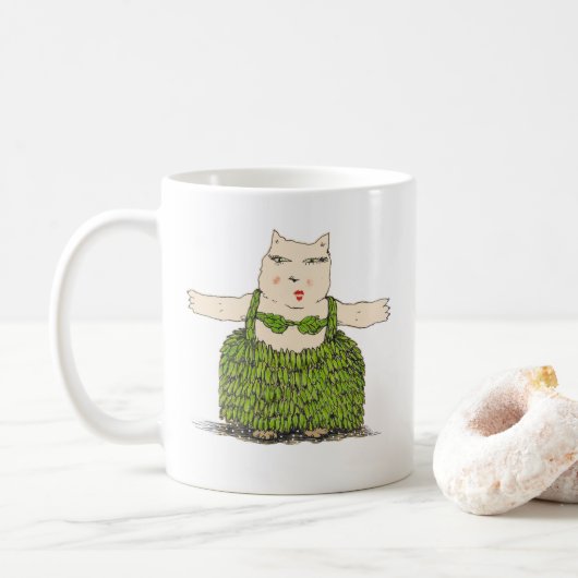 Ula, die Hula Katzen-Tasse von Kunst Denis Gaston Kaffeetasse (Mit Donut)