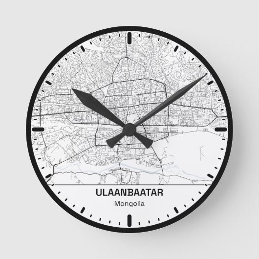 Ulaanbaatar Clock City Line Art Runde Wanduhr (Vorderseite)