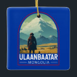 Ulaanbaatar Mongolei - Falconeria Locarno Vintag Keramikornament<br><div class="desc">Ulaanbaatar Retro Vektor Reise Design. Es liegt im Tal des Flusses Tuul,  an der Grenze zum Nationalpark Bogd Khan Uul.</div>