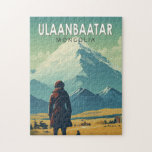 Ulaanbaatar Mongolei - Falconeria Locarno Vintag Puzzle<br><div class="desc">Ulaanbaatar Retro Vektor Reise Design. Es liegt im Tal des Flusses Tuul,  an der Grenze zum Nationalpark Bogd Khan Uul.</div>