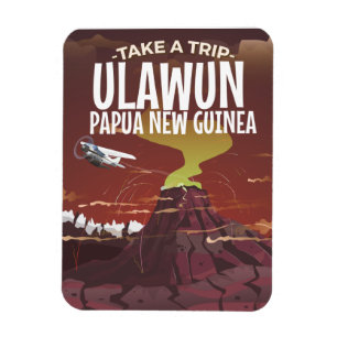 Ulawun Papua Neue Guinea Vintager Cartoon Plakat Magnet