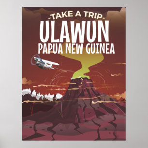 Ulawun Papua-Neuguinea Vintage-Cartoonposter. Poster