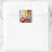 Ulf macht seine Hausaufgaben Quadratischer Aufkleber (Tasche)