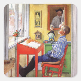 Ulf macht seine Hausaufgaben Quadratischer Aufkleber