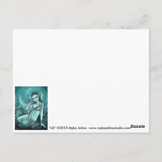 Uli Celestial Alien Mermaid Fee Dragon Postcard Postkarte (Rückseite)