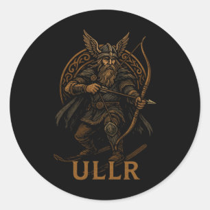 Ullr Nordischer Gott der Jagd und des Skifahrens  Runder Aufkleber