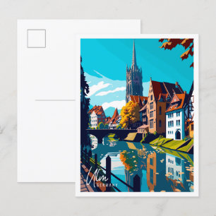 Ulm Deutschland Vintage-Reiseillustration Postkarte