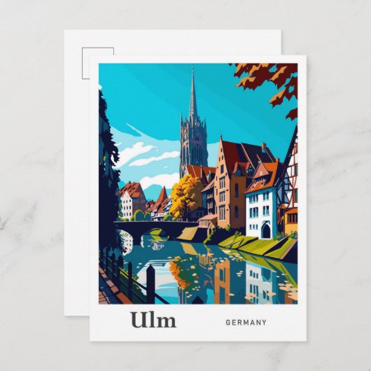 Ulm Germany Travel Vintag Illustration Postkarte (Vorne/Hinten)
