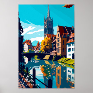 Ulm Germany Vintage Reise Illustration Poster