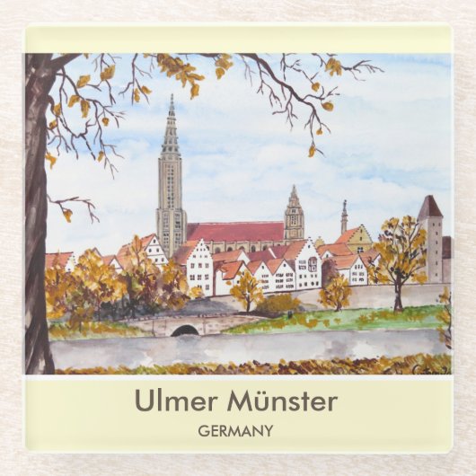 Ulm Minster Germany Painting by Farida Greenfield Glasuntersetzer (Vorderseite)