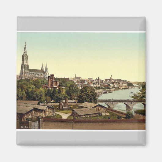 Ulm, Wurtemburg, Deutschland, selten Fotochrom Magnet (Vorne)
