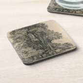 Ulmenbäume in altem Hall parken, OstBergholt, 1817 Getränkeuntersetzer (Linke Seite)