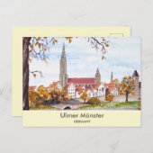Ulmer Kathedrale in Deutschland Malerplatz Postkarte (Vorne/Hinten)