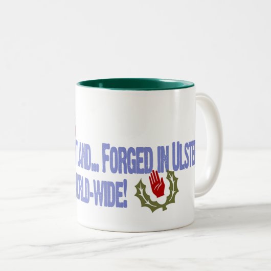 Ulster-Schotten: Gewonnen in Schottland… Zweifarbige Tasse (VorderseiteRechts)