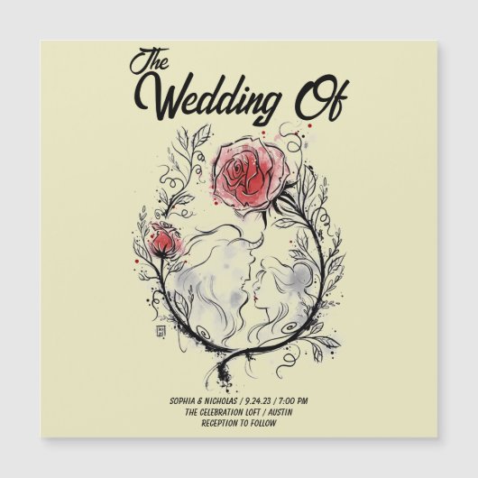 Ultil the last Petal Falls Wedding Magneteinladung (Vorderseite)