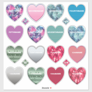 Ultimate 16 Name Hearts Collection Aufkleber
