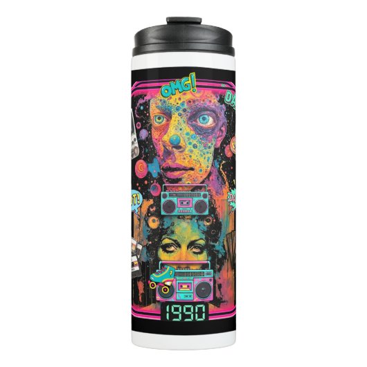 Ultimate 90s Nostalgia Pop Art Collage Thermosbecher (Vorderseite)