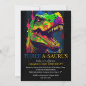 Ultimate Adventure mit Dino Happy T-Rex Einladung (Vorderseite)