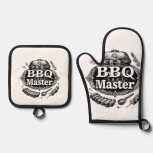 Ultimate BBQ Master Oven Mitt and Pot Holder Set